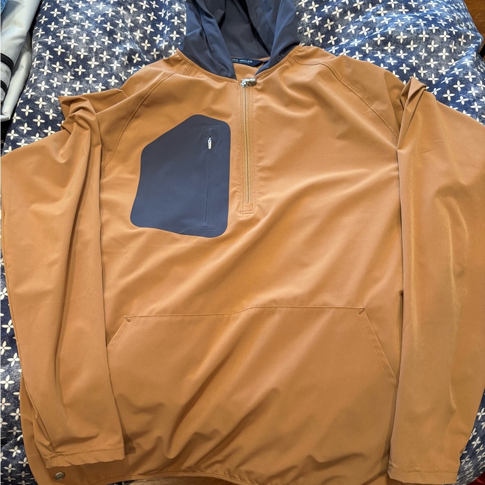 Men's Peter Millar Brown and Gray Hooded Jacket